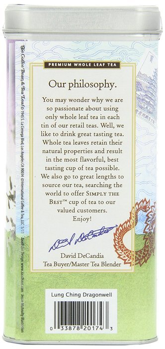 The Coffee Bean & Tea Leaf, Tea, Hand-Picked Lung Ching Dragonwell, 20 Count Tin N2