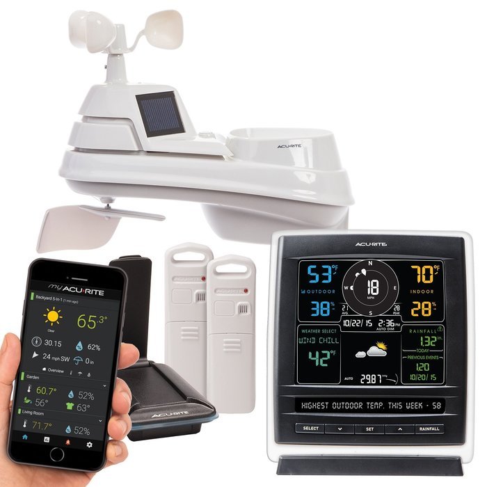 AcuRite 01085RM Color Display (Dark Theme), 5-in-1 Weather Station, & 2-Sensor Weather Environment System with... N2
