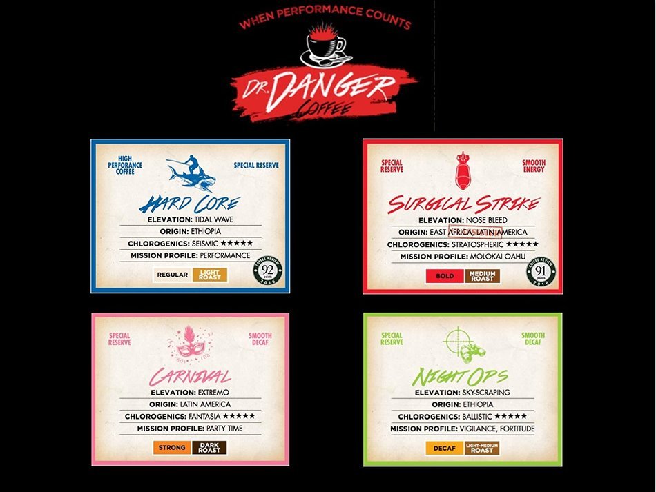 DrDanger Coffee Surgical Strike Scientifically Selected, Blended & Roasted, Whole Bean, 12 oz