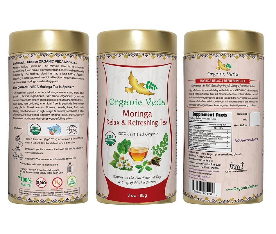 Organic Moringa Ginger Tea (Loose Leaf Tea). USDA Certified Organic. Rich in Antioxidants and Daily Needed Essential... N16
