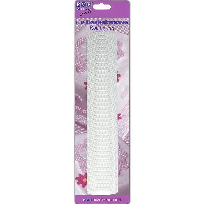 PME Fine Basket Weave Rolling Pin, 10" x 2", White N4