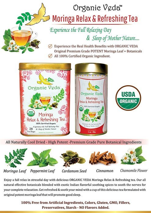 Organic Moringa Ginger Tea (Loose Leaf Tea). USDA Certified Organic. Rich in Antioxidants and Daily Needed Essential... N24