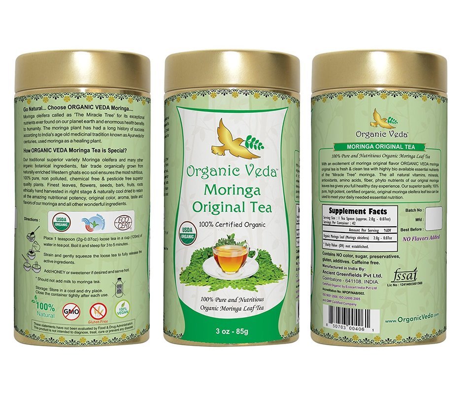 Organic Moringa Ginger Tea (Loose Leaf Tea). USDA Certified Organic. Rich in Antioxidants and Daily Needed Essential... N26