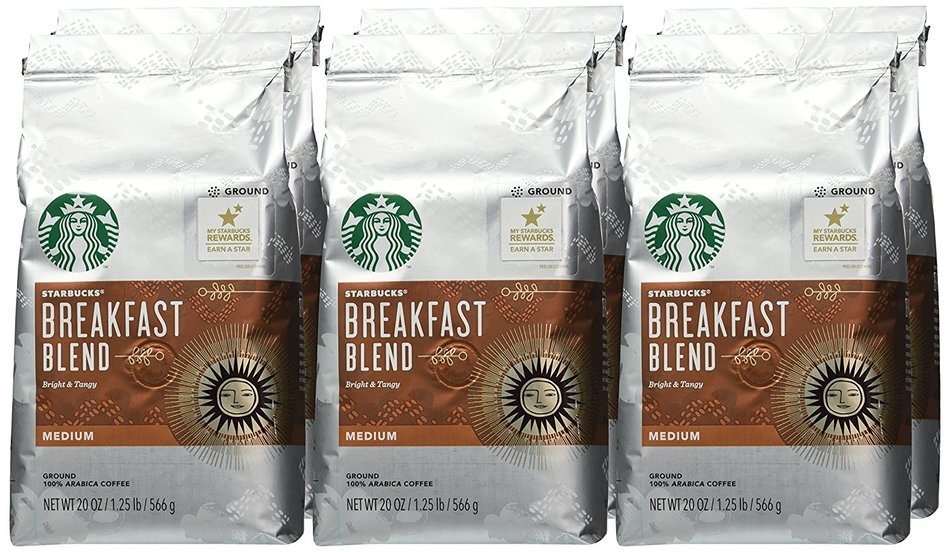 Starbucks Breakfast Blend Ground Coffee, 20 Ounce, 6 Count
