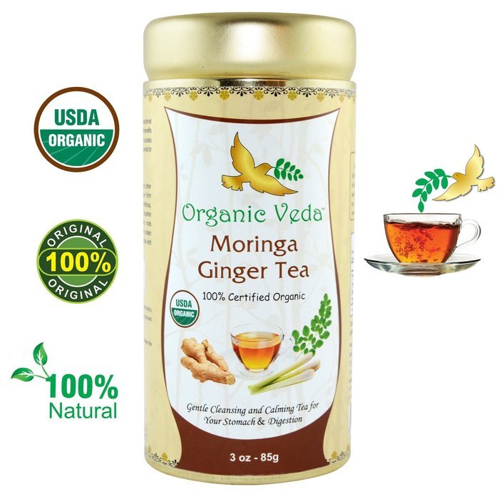 Organic Moringa Ginger Tea (Loose Leaf Tea). USDA Certified Organic. Rich in Antioxidants and Daily Needed Essential... N29