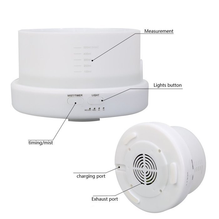 Tuohai 500ML Ultrasonic Aromatherapy Essential Oil Air Diffuser Aroma Mist Humidifier with LED Light for Home... N2