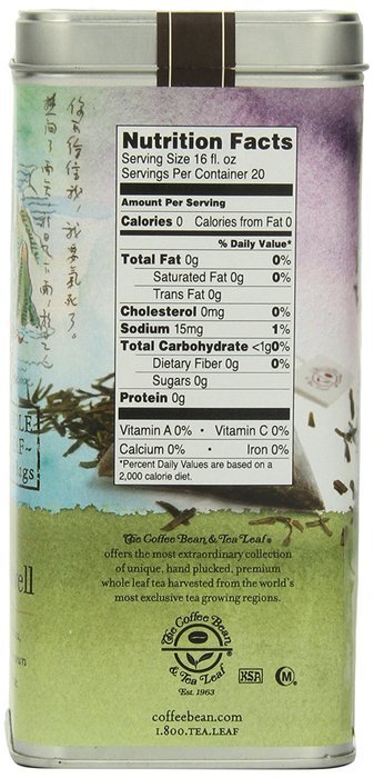 The Coffee Bean & Tea Leaf, Tea, Hand-Picked Lung Ching Dragonwell, 20 Count Tin N4