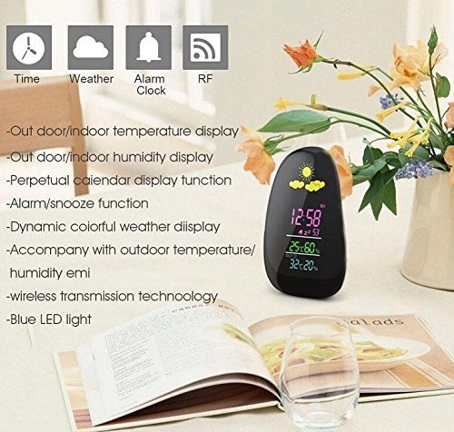 Camonity Cobblestone Shaped Forecast RF Remote Wireless Weather Station In/outdoor Hygrometer Temperature Meter... N6