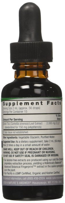 Nature's Answer Alcohol-Free Green Tea Leaf, 1-Fluid Ounce