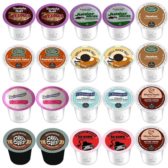 20 - Winter 2.0 Coffee K-cups for Keurig Featuring Tootsie Roll and Junior Mints Hot Cocoa, Pumpkin Spice, Da...