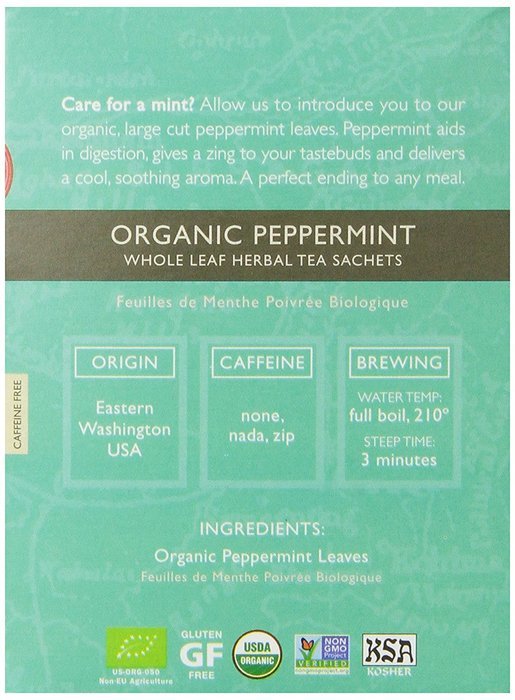 Organic Peppermint Herbal Tea, 15 Count (Pack of 6) N4