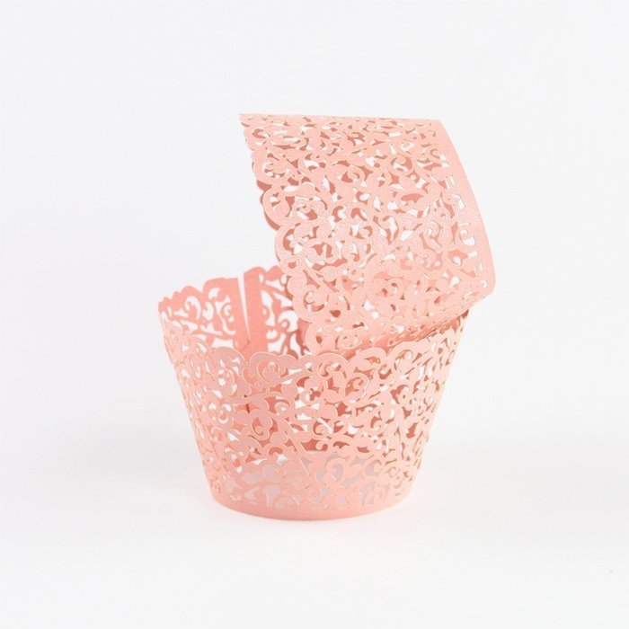 BUTEFO 50 Pcs Cupcake Holders Hollow Carving Decor Wrapper Wraps Cupcake Muffin Paper Holders (Gold) N12