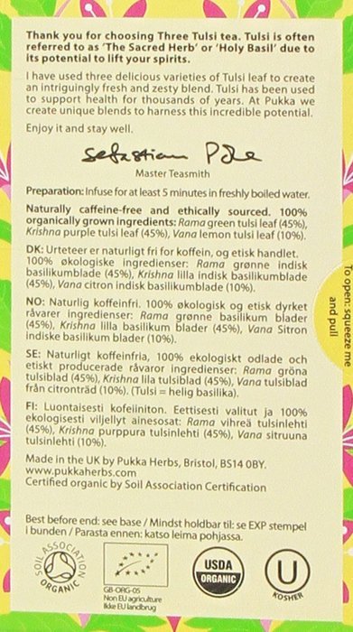 Pukka Three Tulsi Tea, 20 Herbal Tea Sachets