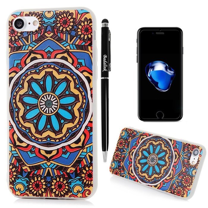 Badalink iPhone 7 3D Basso-relievo TPU Case (4.7") Shockproof Soft TPU Flexible Easy Grip Rubber Bumper Slim Protective... N25