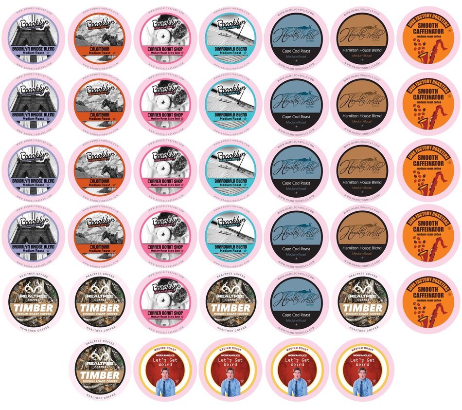 Two Rivers Flavored Sampler Pack Single-Cup Coffee for Keurig K-Cup Brewers, 40 Count N9