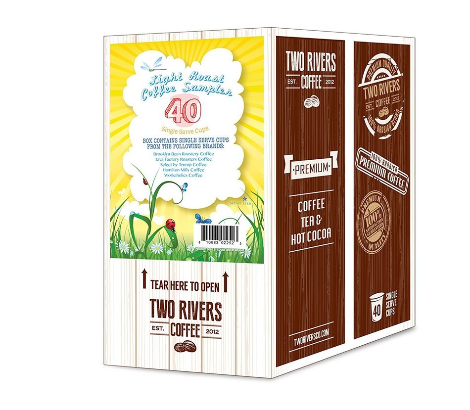 Two Rivers Flavored Sampler Pack Single-Cup Coffee for Keurig K-Cup Brewers, 40 Count N16