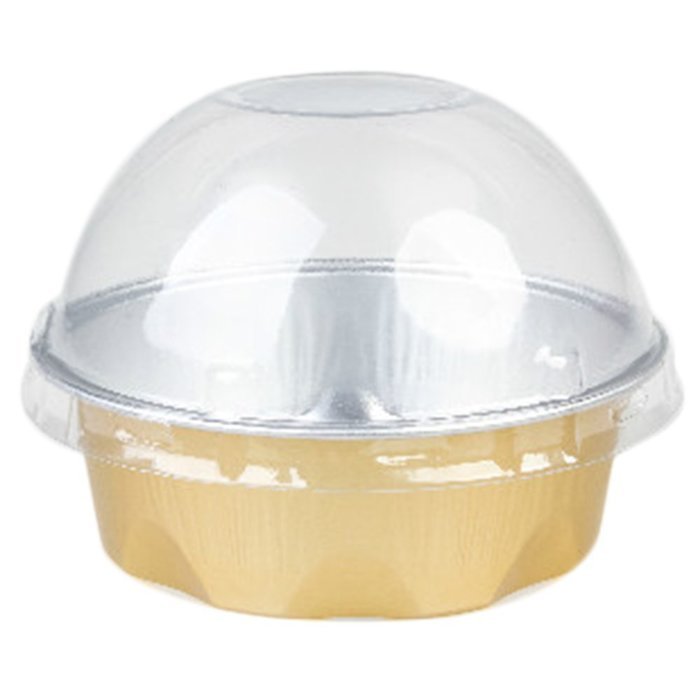 Foil Baking Cup 3.4 ounces with Lid Gold 100 count box