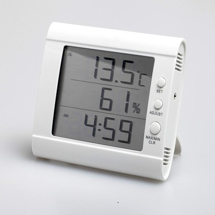 HITO Humidity/Indoor Outdoor Temperature Clock w/ Max and Min and Remote Probe (White) N8