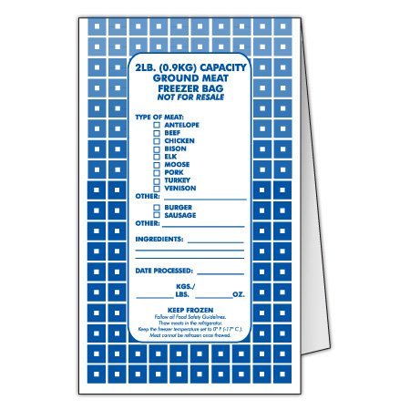 Weston 07-1002 Ground Meat Freezer Bags (100 Count), 2 lb
