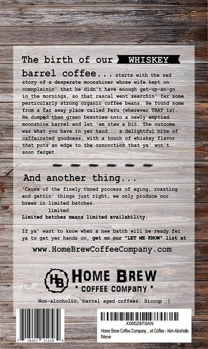 Whiskey Coffee - Specialty Coffee aged in Whiskey Barrels - Home Brew Coffee Company Gourmet Coffee - 1 Pound N5