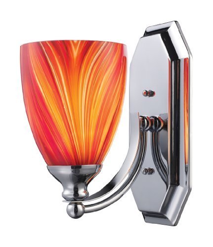 Elk 570-1N-M 1-Light Vanity In Satin Nickel and Multi Glass by Elk