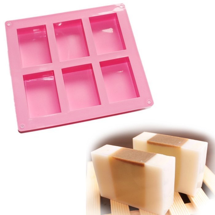 DGI MART Rectangle Shape 6-Cavities Soft Silicone Candy Making Mold Tray Cake Decorating Mold Tools(Random Colour)