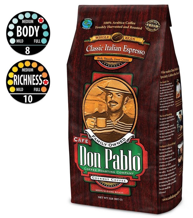2LB Cafe Don Pablo Gourmet Coffee Signature Blend - Medium-Dark Roast Coffee - Whole Bean Coffee - 2 Pound ( 2... N30