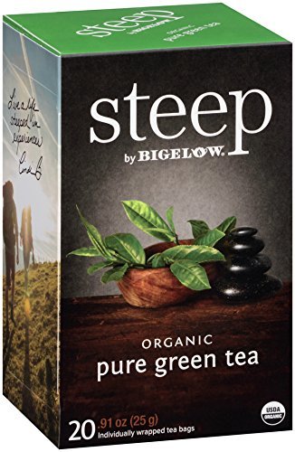 Steep by Bigelow Organic Pure Green Tea, 20 Count (Pack of 6)