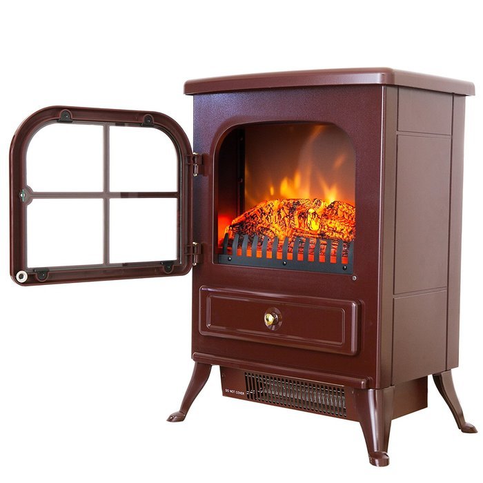 FIREBIRD 15" Red Color Freestanding 5200BTU 1500W Adjustable 2 Setting Tempered Glass Electric Fireplace Heater... N3