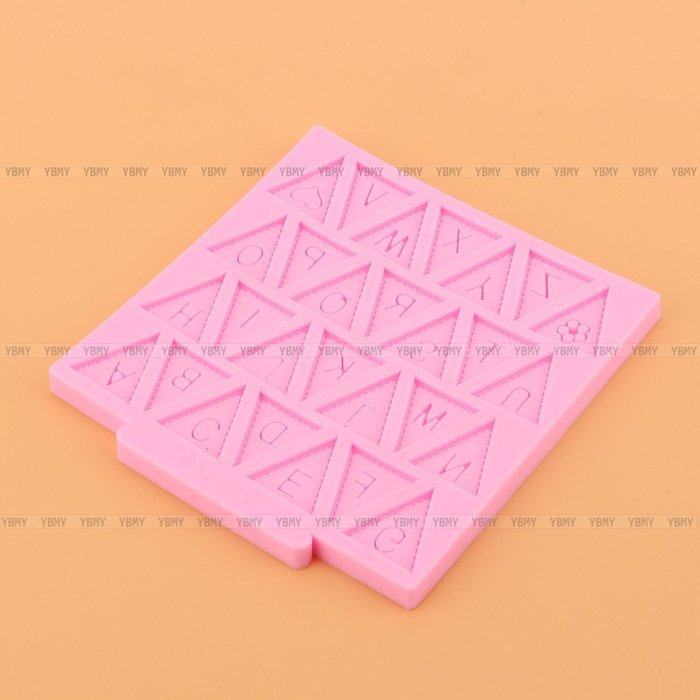 Yosoo Letter Flag Bunting Silicone Fondant Mold Cake Decorating Chocolate Mould Baking N28