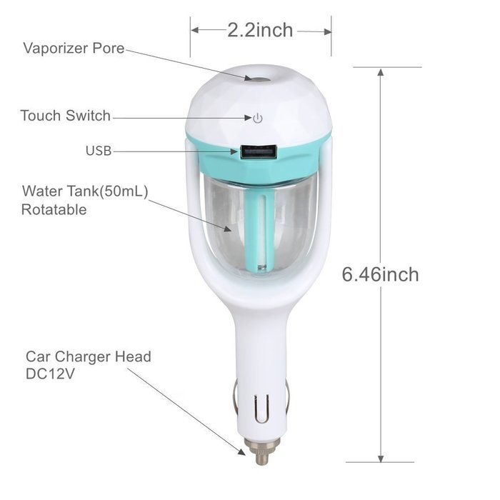 [4 in 1] Car Air Humidifier with USB Changer Port, Aromatherapy Essential Oil Aroma Diffuser, Air Purify, Car... N8