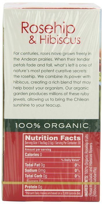 Garden of the Andes 100% Organic Herbal Tea, Rosehip and Hibiscus, 20-Count N10