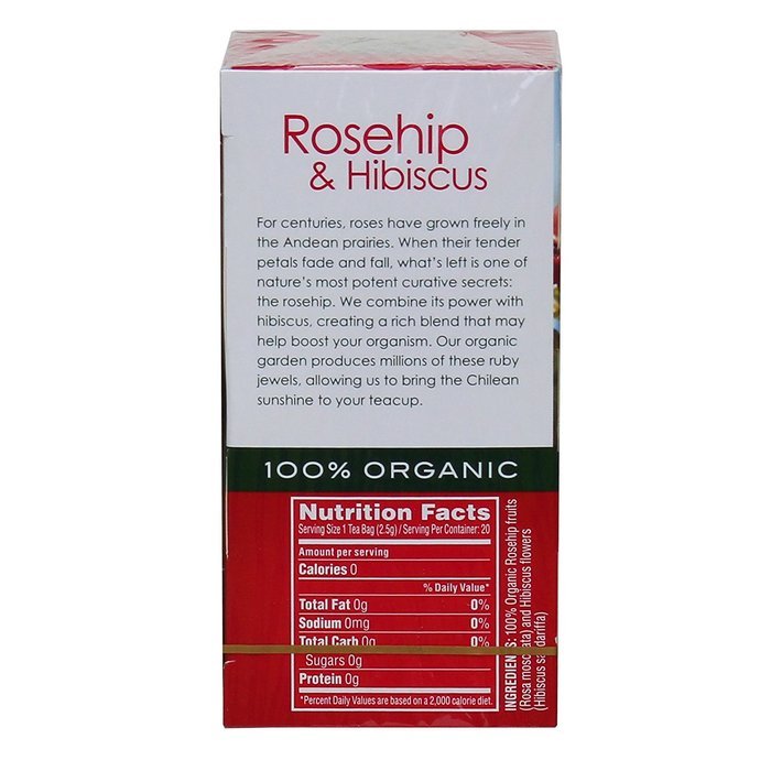 Garden of the Andes 100% Organic Herbal Tea, Rosehip and Hibiscus, 20-Count N12