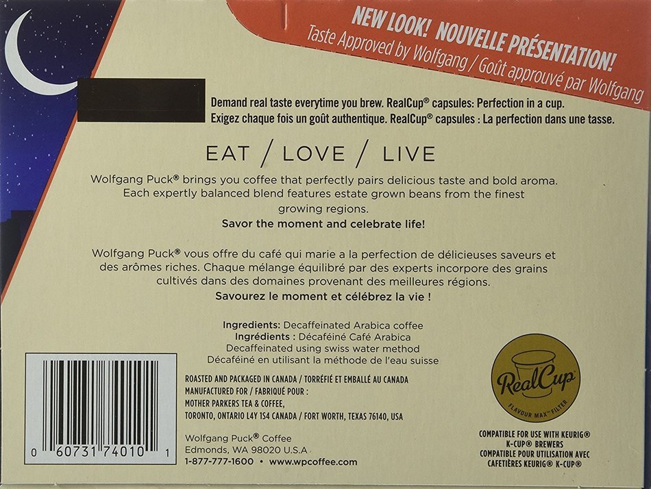Wolfgang Puck Decaf Coffee for Single Serve Cups, After Dark, 24 Count N3