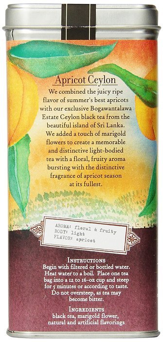 The Coffee Bean & Tea Leaf, Tea, Hand-Picked Apricot Ceylon, 20-Count Tin N3