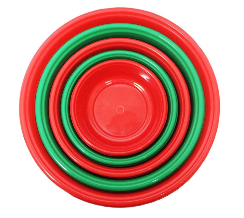 Click 6 Piece Nesting Mixing Bowl Set Christmas Colors (6 Piece, Red & Green) N5