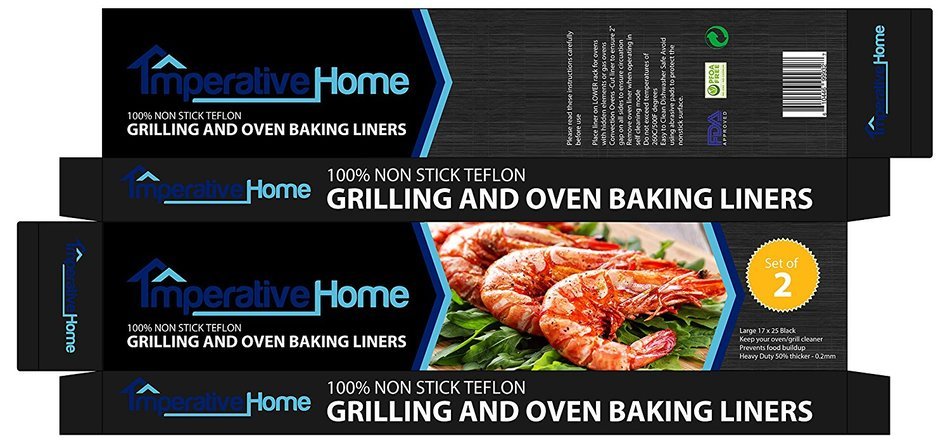 Grilling & Oven Baking Liners by Imperative Home Set of 2 Non Stick Teflon BBQ Grilling Sheets N3