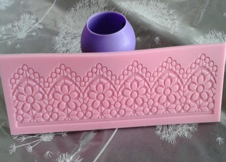 1pcs,umiwe Lace Silicone Mold Cake Decoration Tool for Fondant Cake Cupcake,pink N2