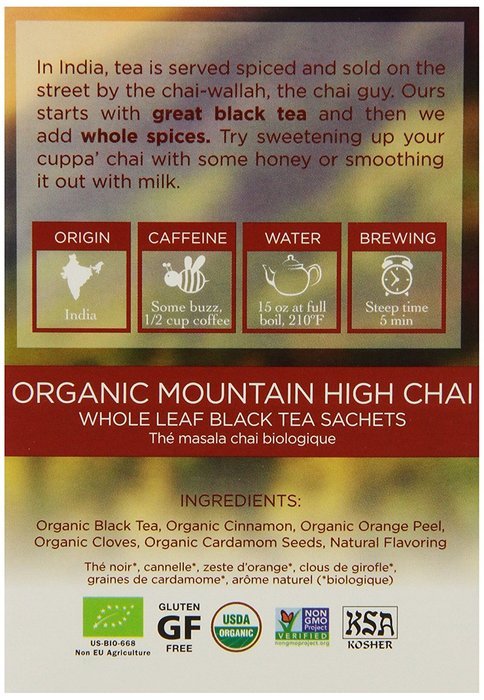 Organic Mountain High Chai, 15 Count (Pack of 6) N3