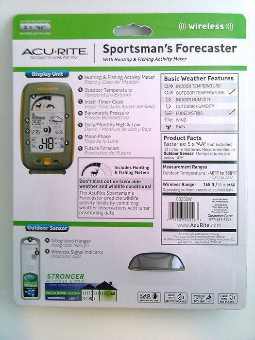 Acurite Sportsman's Hunting and Fishing Activity Meter and Weather Forecaster, Orange N2