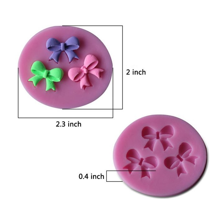 Witkey 3 Cavity Lovely Bow Shaped Silicone Decorating Craft Mold for Cake Cupcake Fondant Chocolate Jello Candy... N3