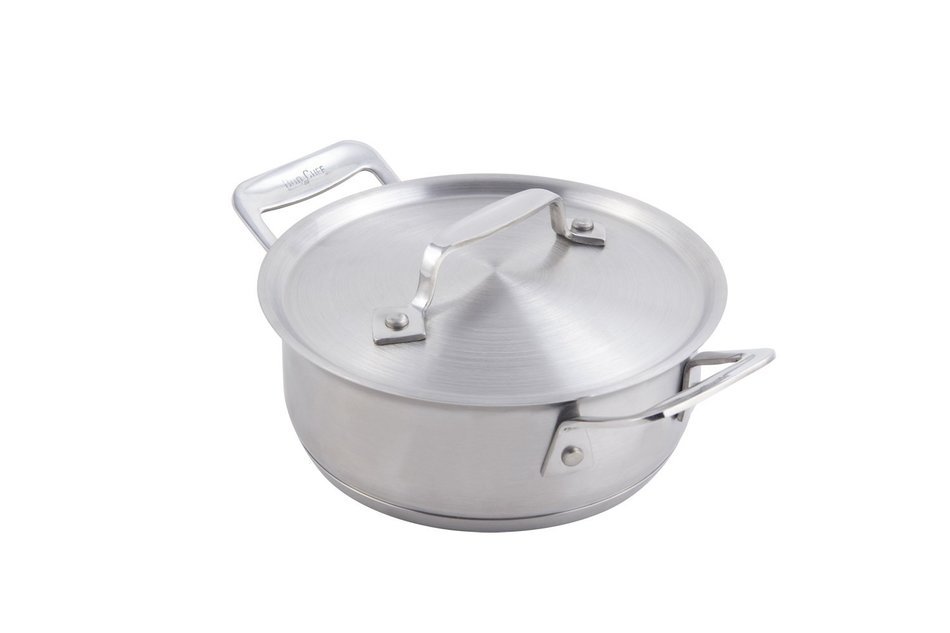 Bon Chef 60027 Stainless Steel Induction Ready Cucina Round Casserole Dish with Lid, 36 oz Capacity, 6" Diameter...