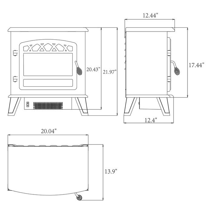 Golden Vantage 20" Freestanding Portable 1500W Adjustable 5200 BTU 2 Setting Tempered Glass Electric Fireplace... N2