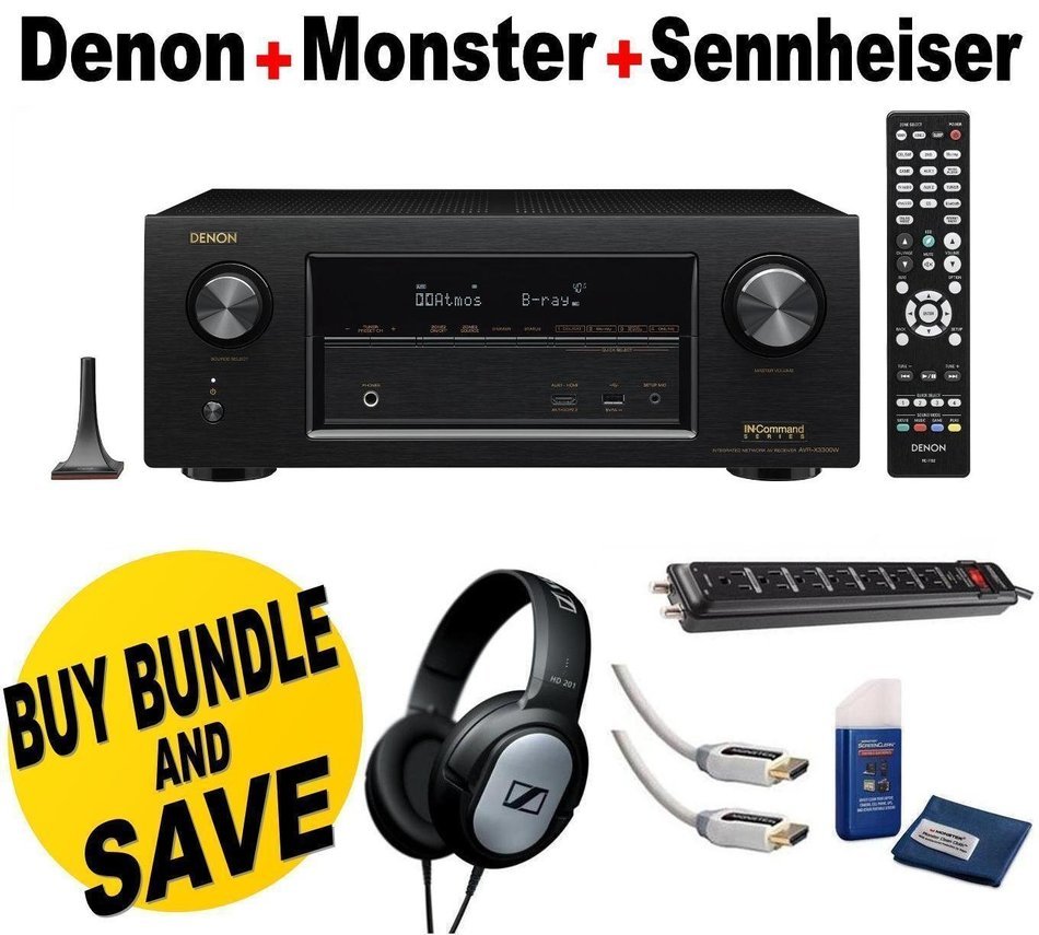 Denon AVR-X3300W 7.2 Channel Full 4K Ultra HD A/V Receiver with Built-In Wi-Fi and Bluetooth + Sennheiser HD201Headphones...