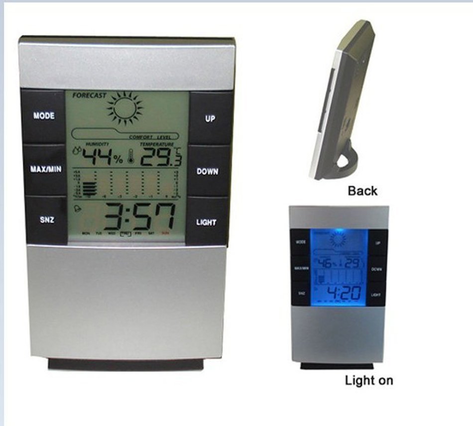E Support&trade; Indoor Humidity Monitor Hygrometer Digital Thermometer Monitor with Large LCD Display (silver) N3
