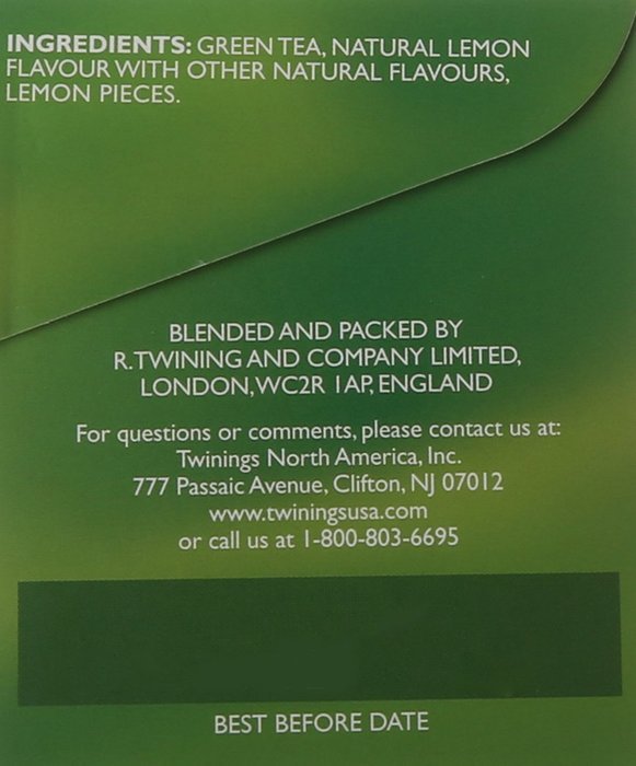 Twinings Green and Lemon Tea, 20 Count