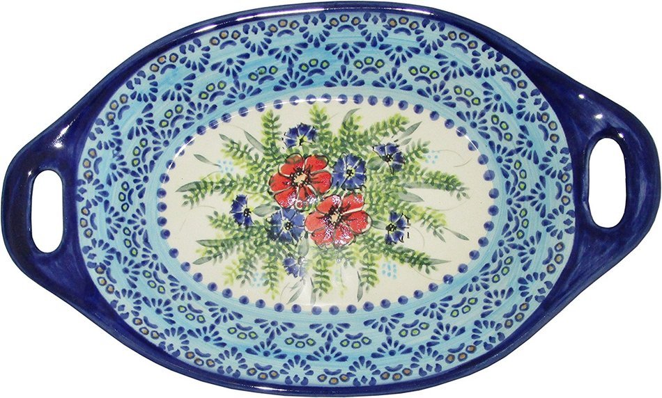 Boleslawiec Stoneware - Polish Pottery Serving or Baking Dish with Handles - Eva's Collection "Veronica"