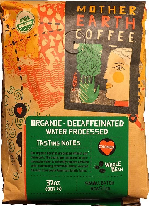 Mother Earth Coffee Organic Decaffeinated Water Processed Whole Bean 32oz (Pack of 1)
