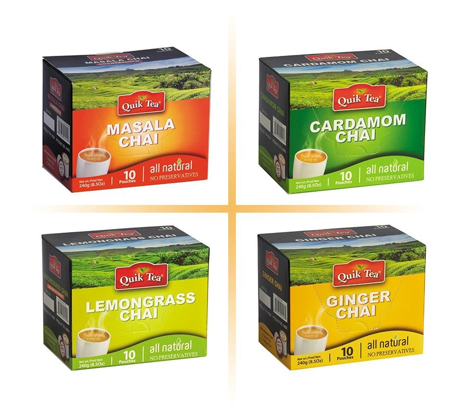 Chai Tea Latte - Cardamom Spiced Tea 40 Latte Tea Pouches By QuikTea N18