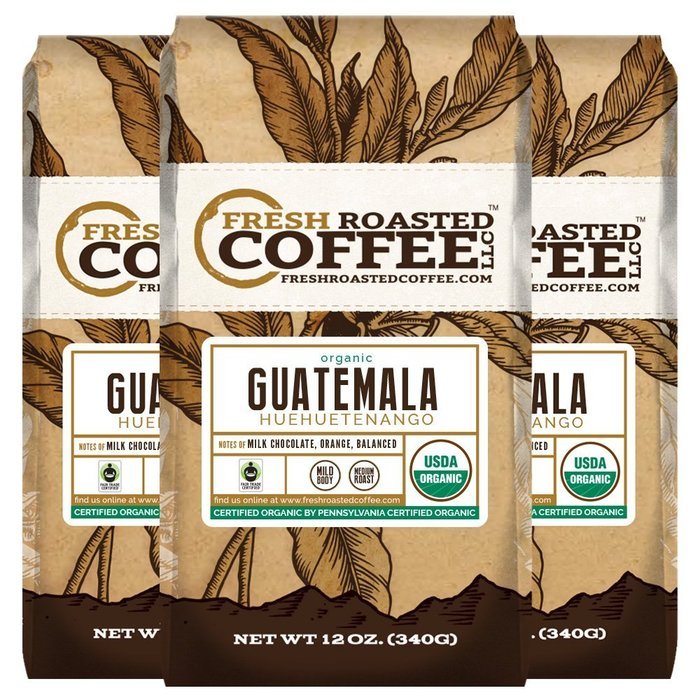 Organic Guatemala Huehuetenango Fair Trade Coffee, Ground, Fresh Roasted Coffee LLC (Pack of 3) N2